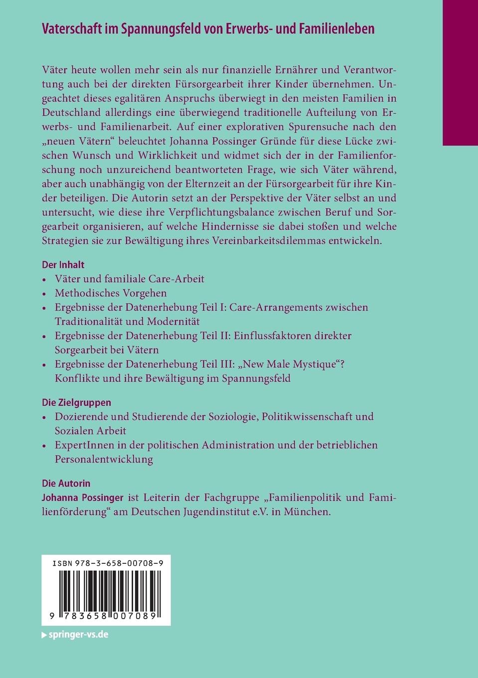 Rückseite: 9783658007089 | Vaterschaft im Spannungsfeld von Erwerbs- und Familienleben | Buch