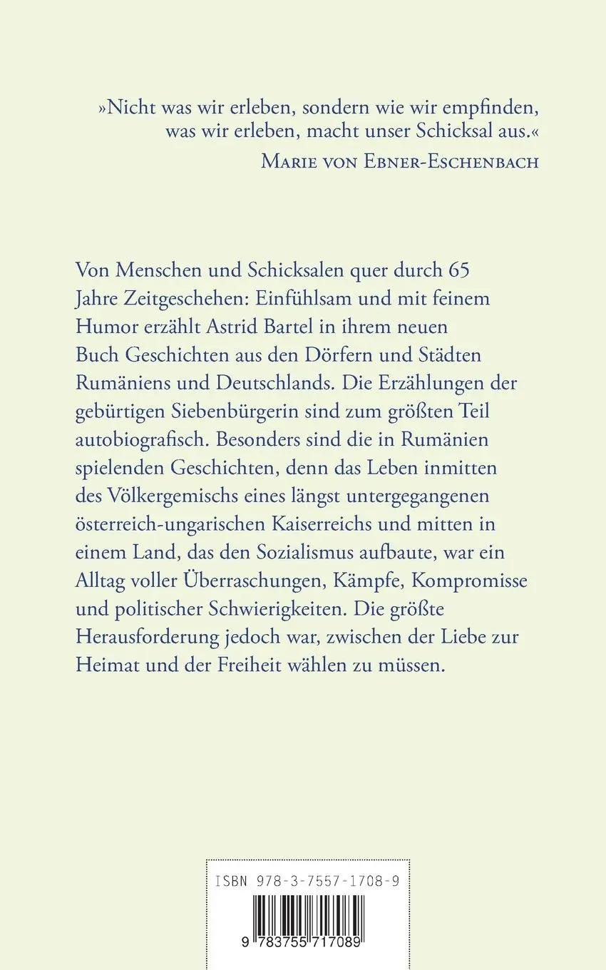 Rückseite: 9783755717089 | Des Lebens ungeteilte Freude | Erzählungen | Astrid Bartel | Buch