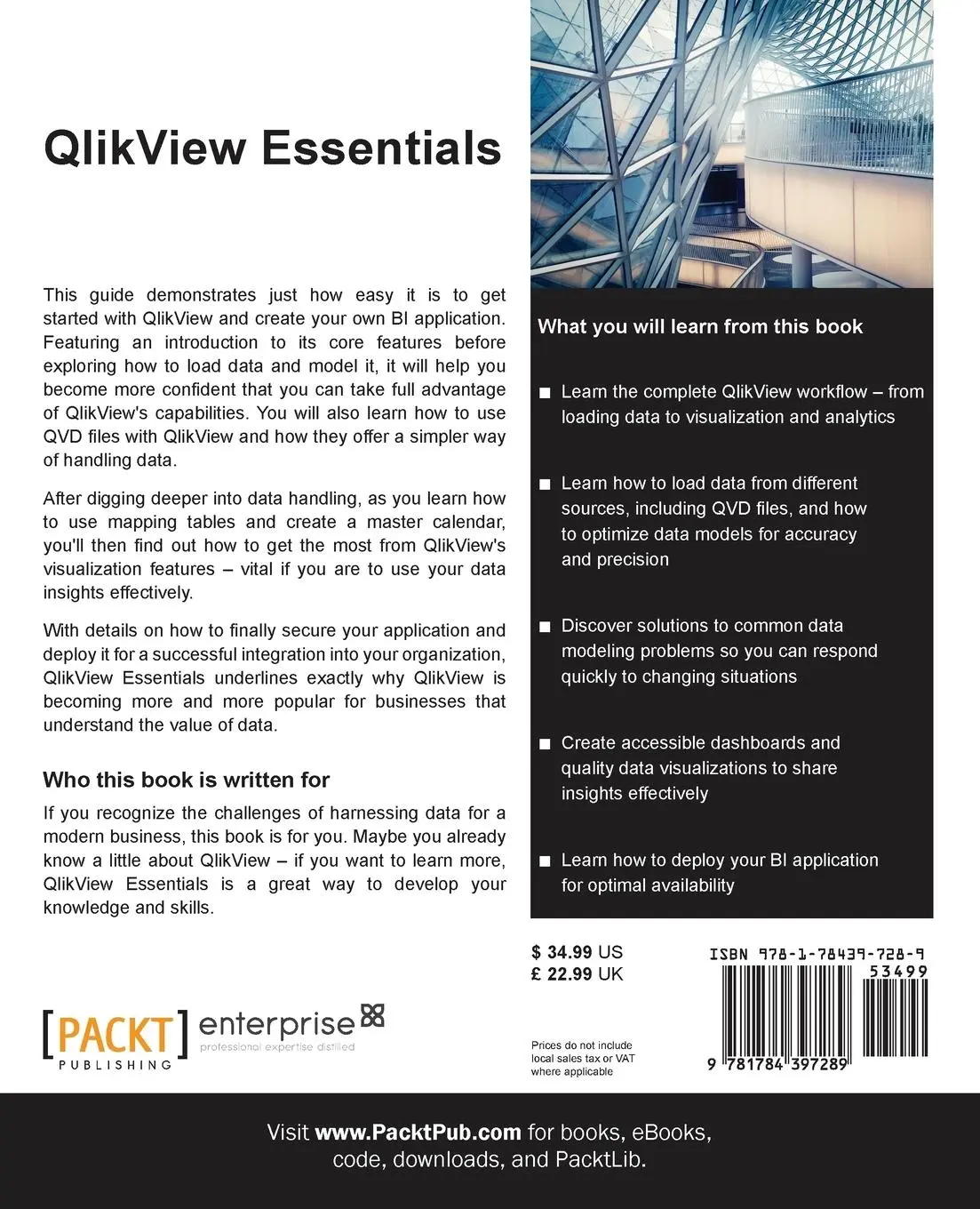 Rückseite: 9781784397289 | QlikView Essentials | Chandraish Sinha | Taschenbuch | Englisch | 2016
