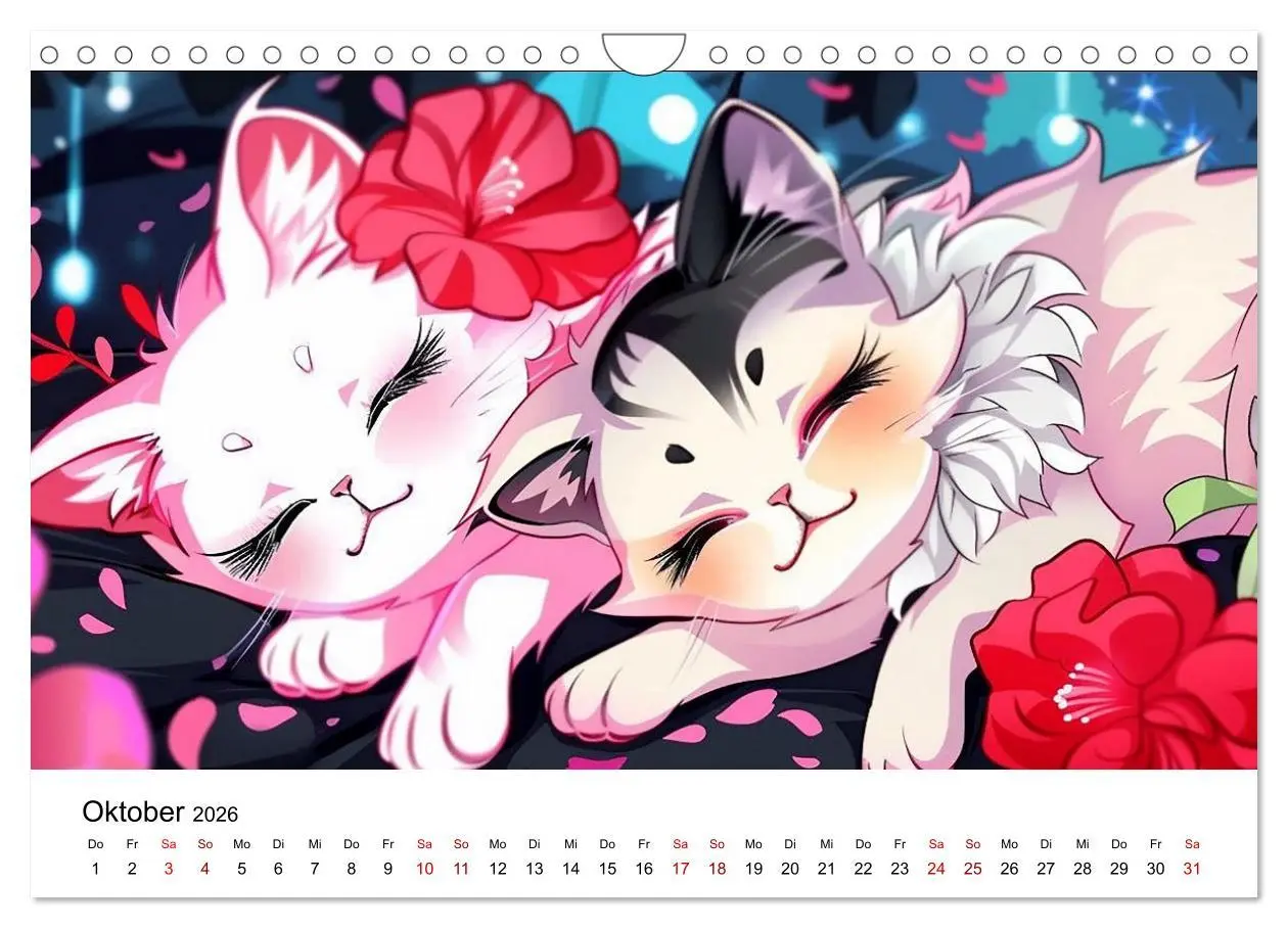 Bild: 9783457327289 | Anime Cats (Wandkalender 2026 DIN A4 quer), CALVENDO Monatskalender