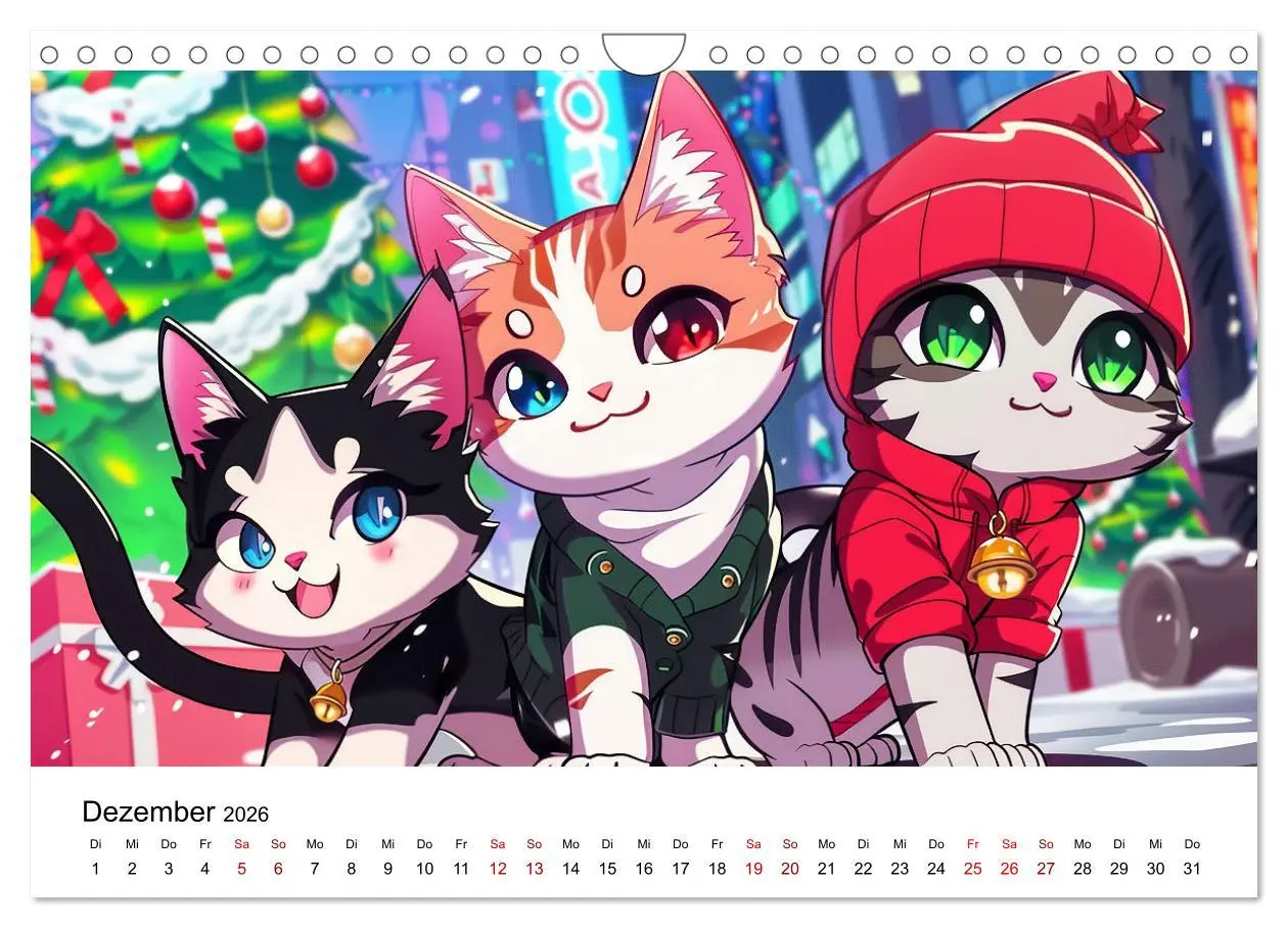 Bild: 9783457327289 | Anime Cats (Wandkalender 2026 DIN A4 quer), CALVENDO Monatskalender