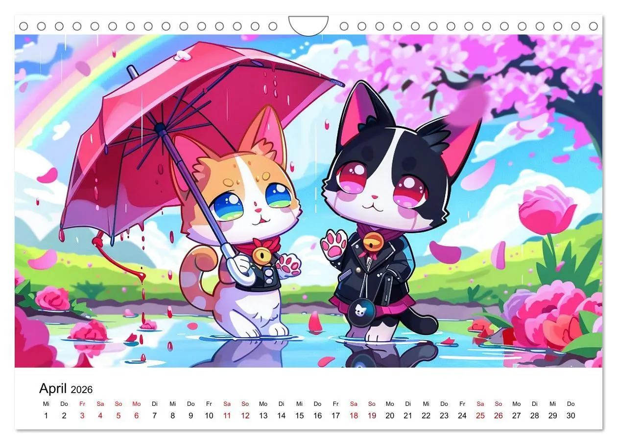 Bild: 9783457327289 | Anime Cats (Wandkalender 2026 DIN A4 quer), CALVENDO Monatskalender