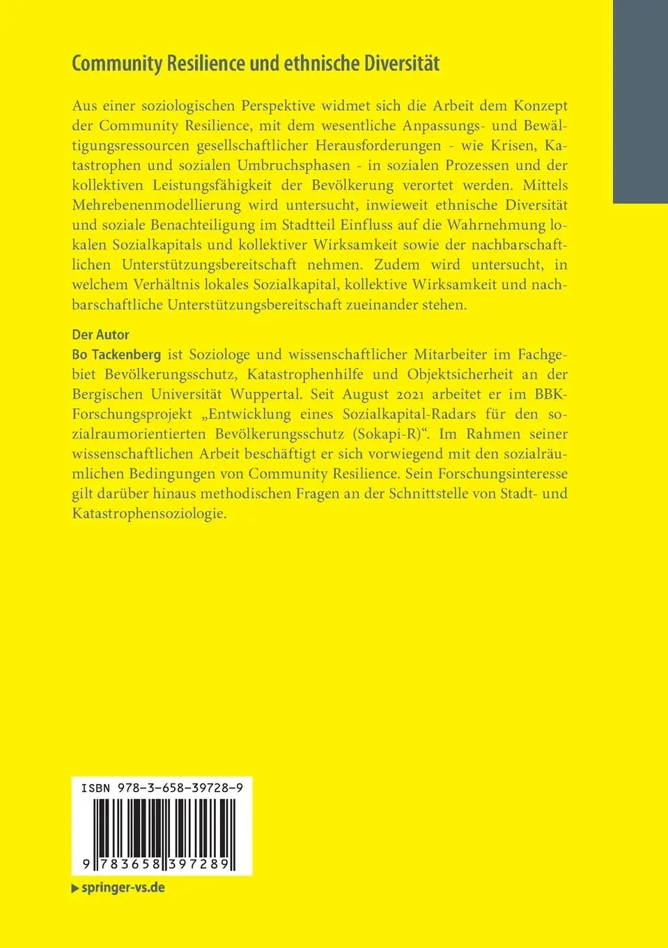Rückseite: 9783658397289 | Community Resilience und ethnische Diversität | Bo Tackenberg | Buch