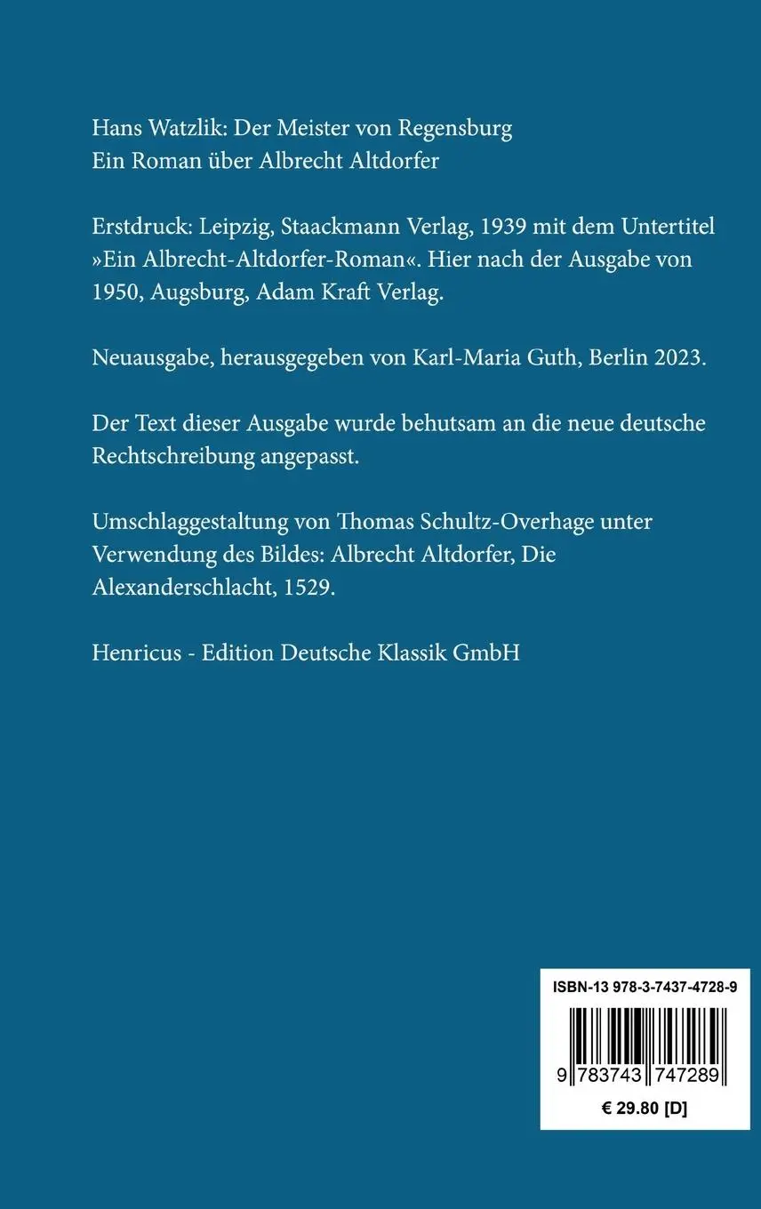 Rückseite: 9783743747289 | Der Meister von Regensburg | Ein Roman über Albrecht Altdorfer | Buch
