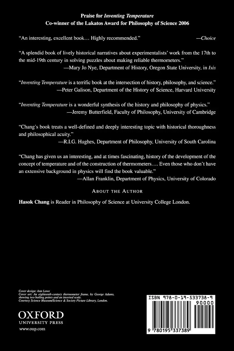 Rückseite: 9780195337389 | Inventing Temperature | Measurement and Scientific Progress | Chang