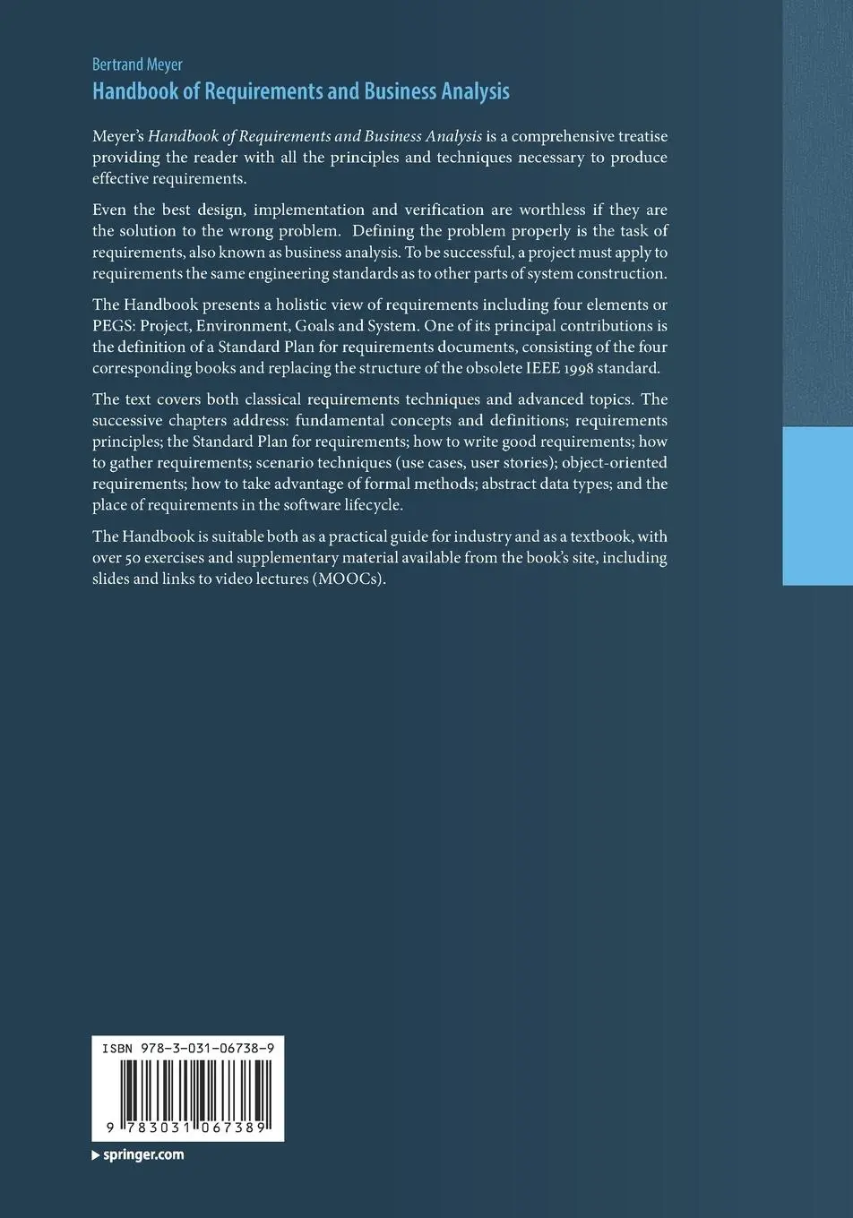 Rückseite: 9783031067389 | Handbook of Requirements and Business Analysis | Bertrand Meyer | Buch