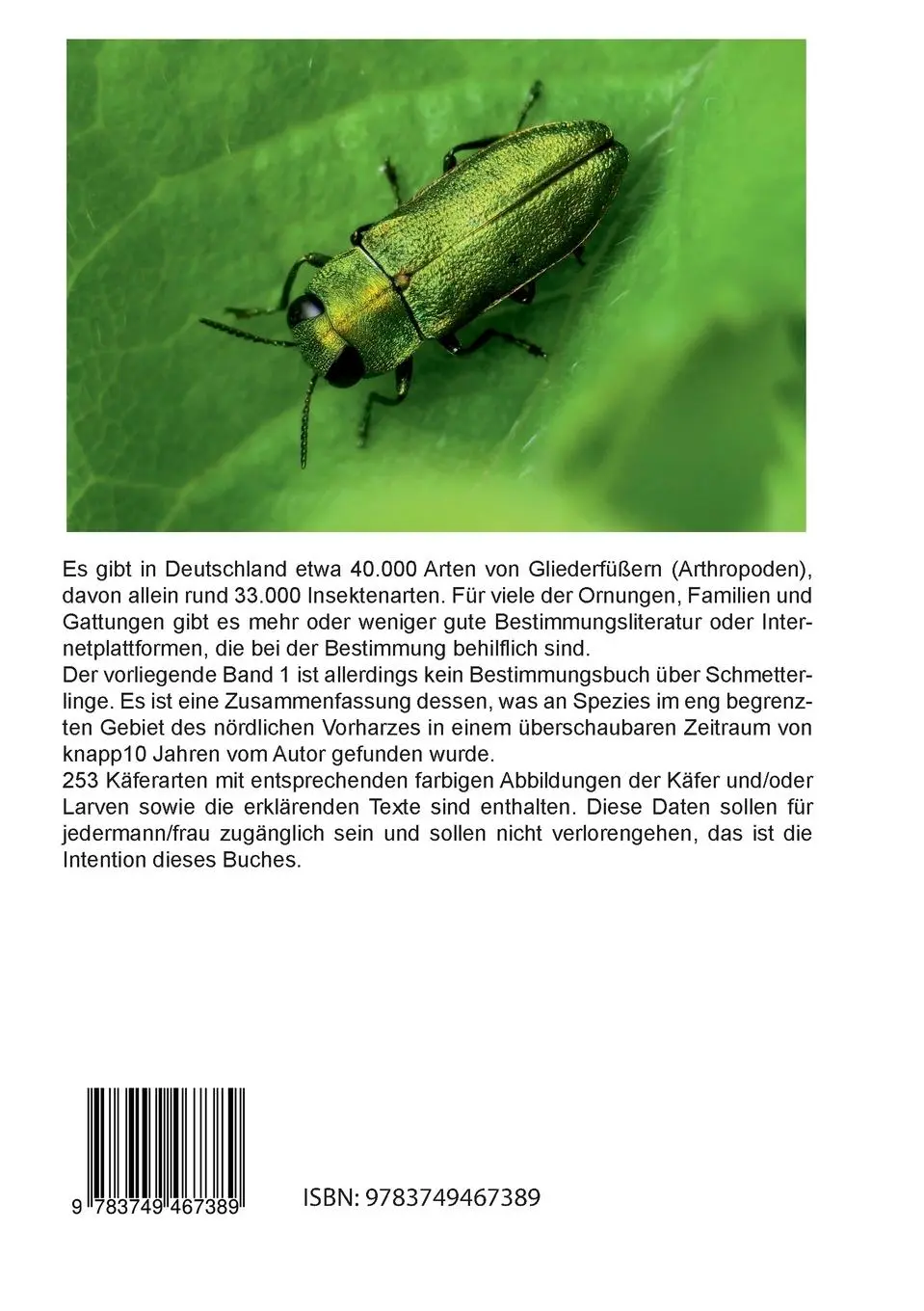 Rückseite: 9783749467389 | Gliederfüßer (Arthtropoden) in Goslar und Umgebung | Gerwin Bärecke