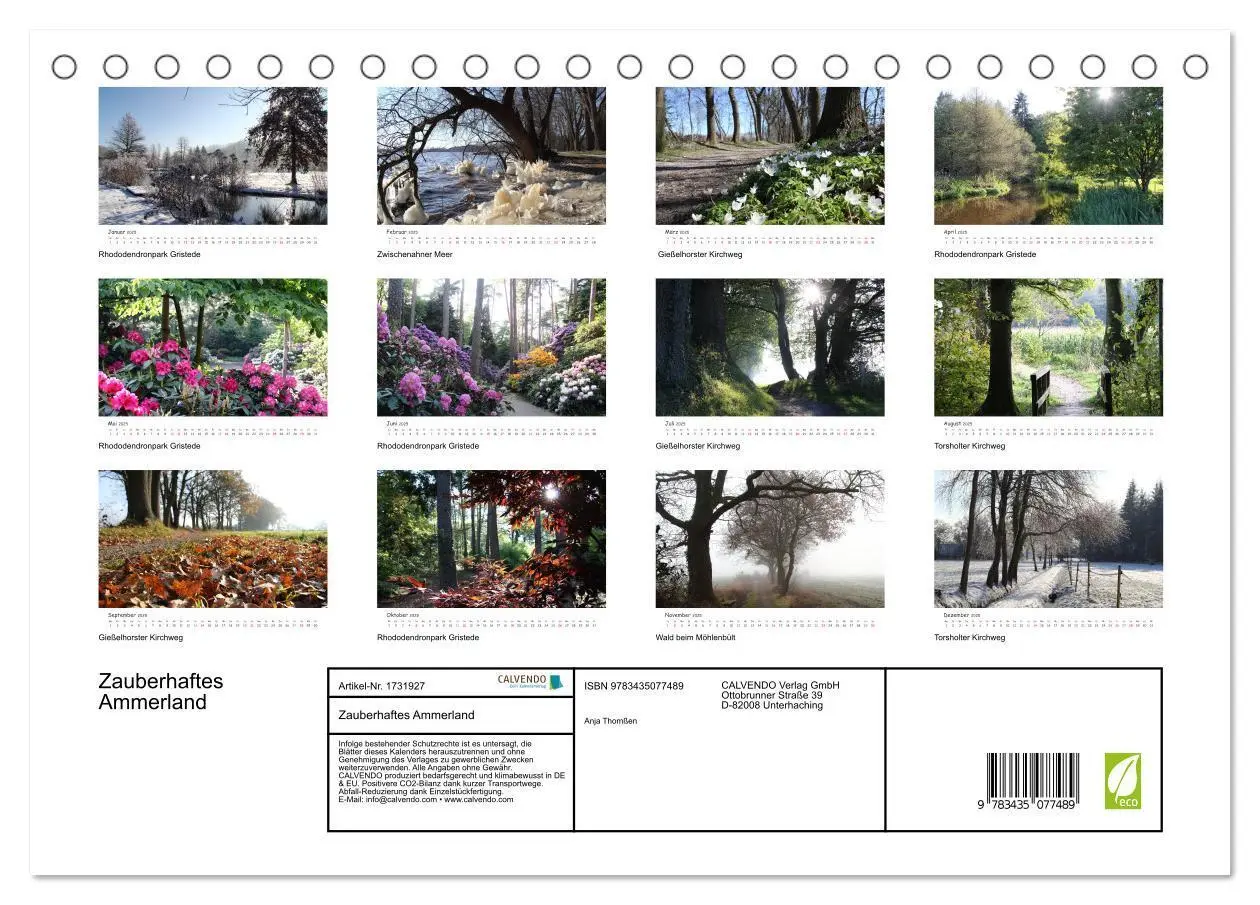 Bild: 9783435077489 | Zauberhaftes Ammerland (Tischkalender 2025 DIN A5 quer), CALVENDO...