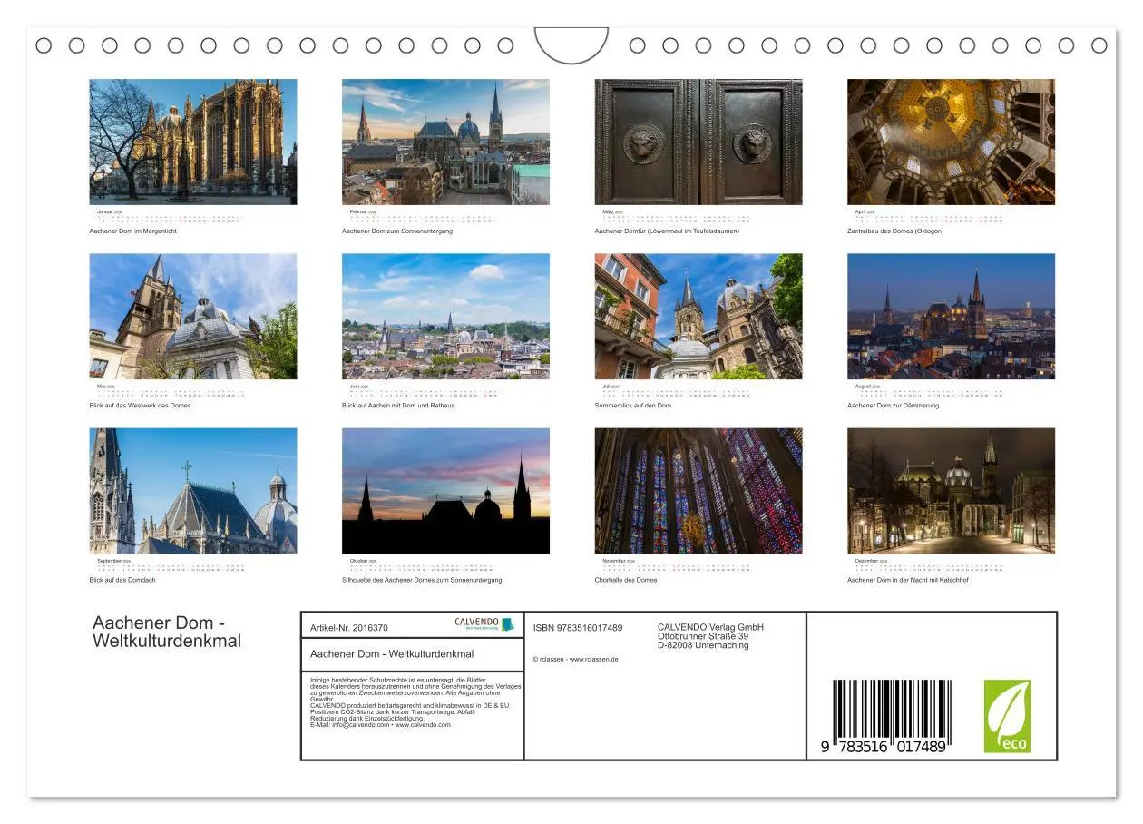 Bild: 9783516017489 | Aachener Dom - Weltkulturdenkmal (Wandkalender 2026 DIN A4 quer),...