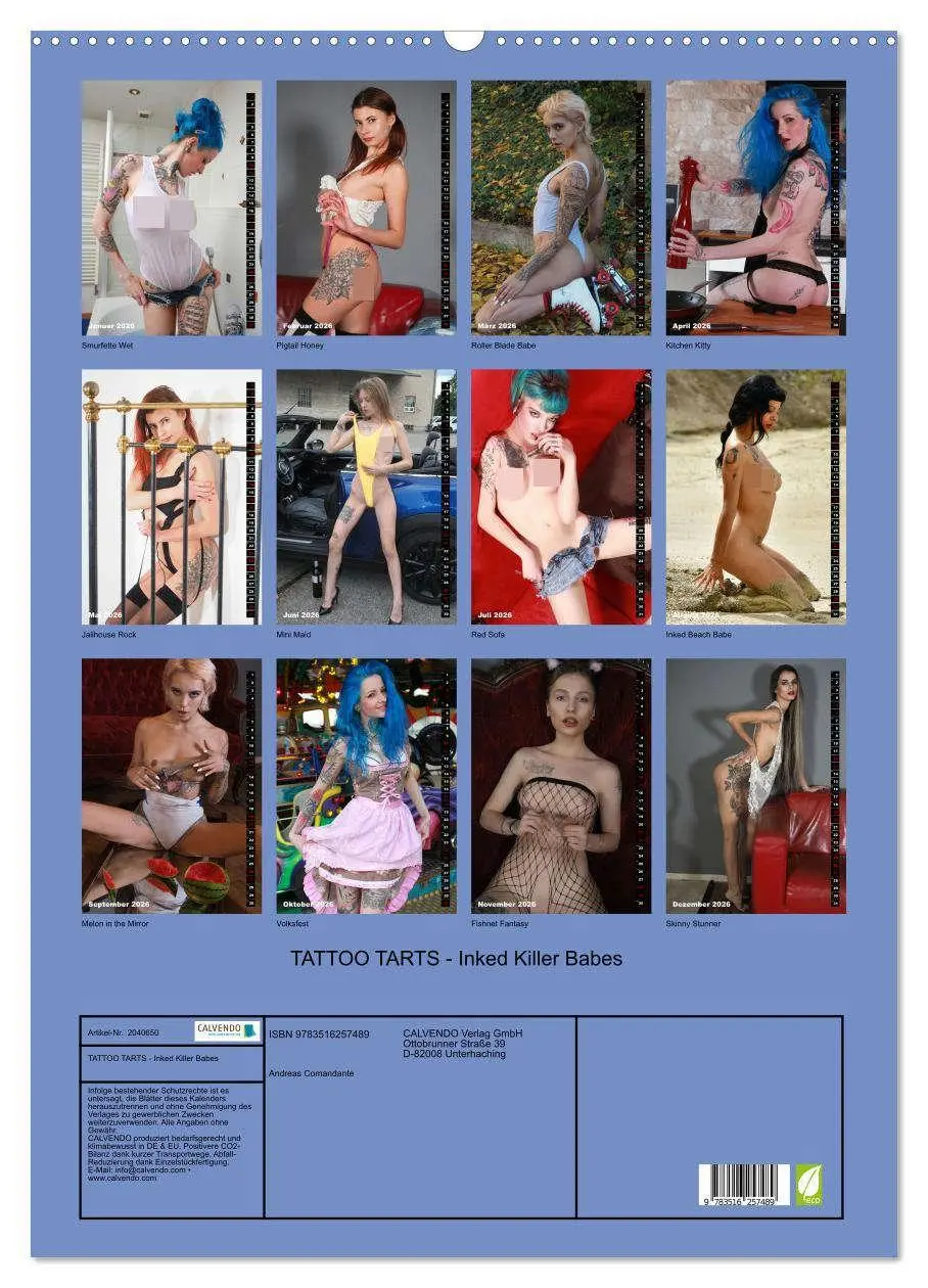 Bild: 9783516257489 | TATTOO TARTS - Inked Killer Babes (Wandkalender 2026 DIN A2 hoch),...