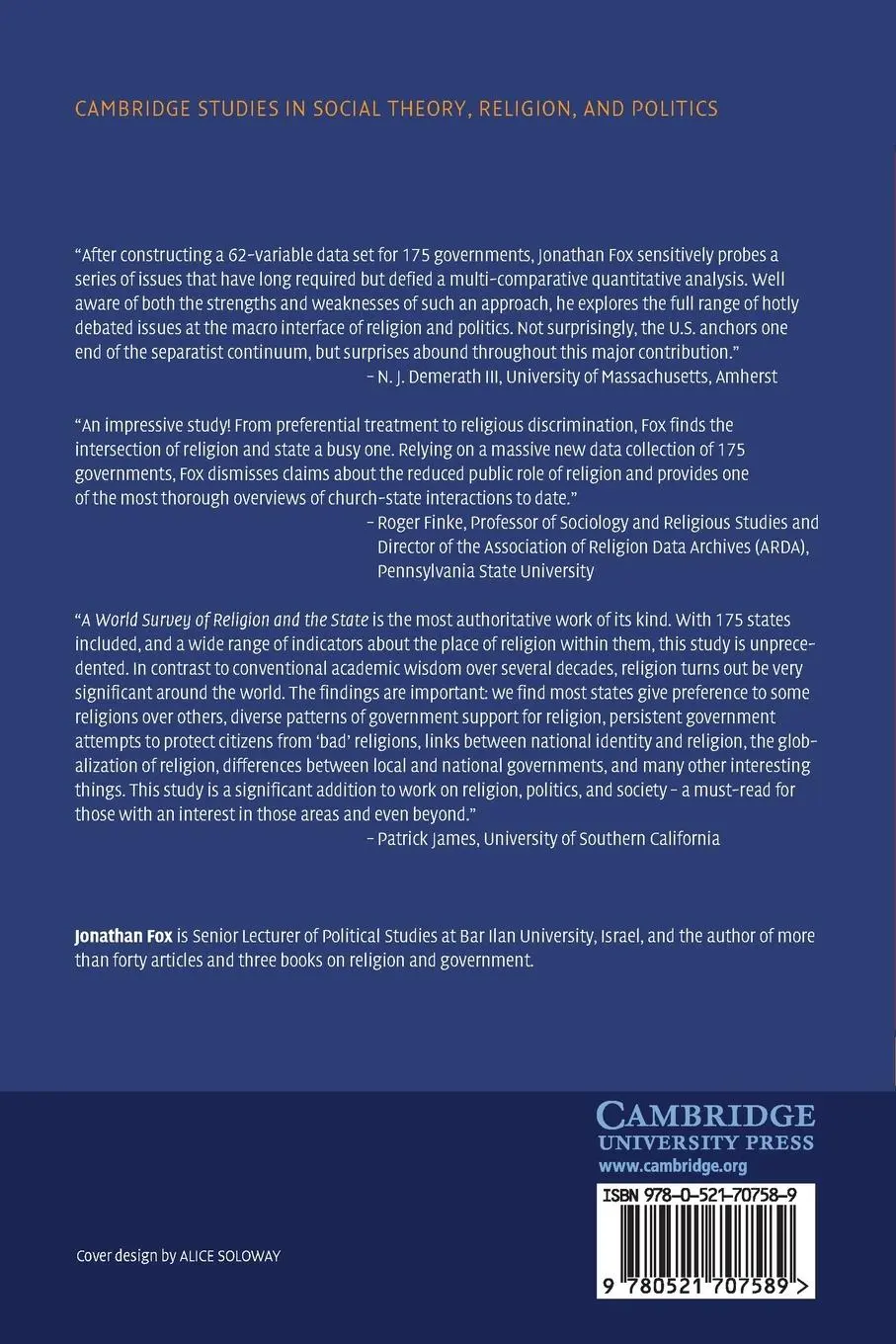 Rückseite: 9780521707589 | A World Survey of Religion and the State | Jonathan Fox | Taschenbuch