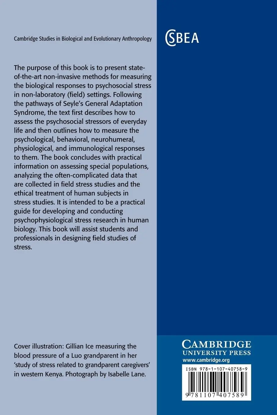 Rückseite: 9781107407589 | Measuring Stress in Humans | A Practical Guide for the Field | Buch