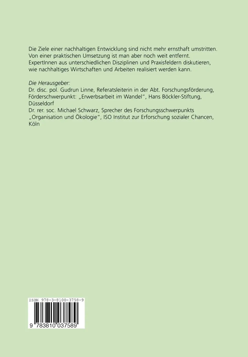 Rückseite: 9783810037589 | Handbuch Nachhaltige Entwicklung | Michael Schwarz (u. a.) | Buch