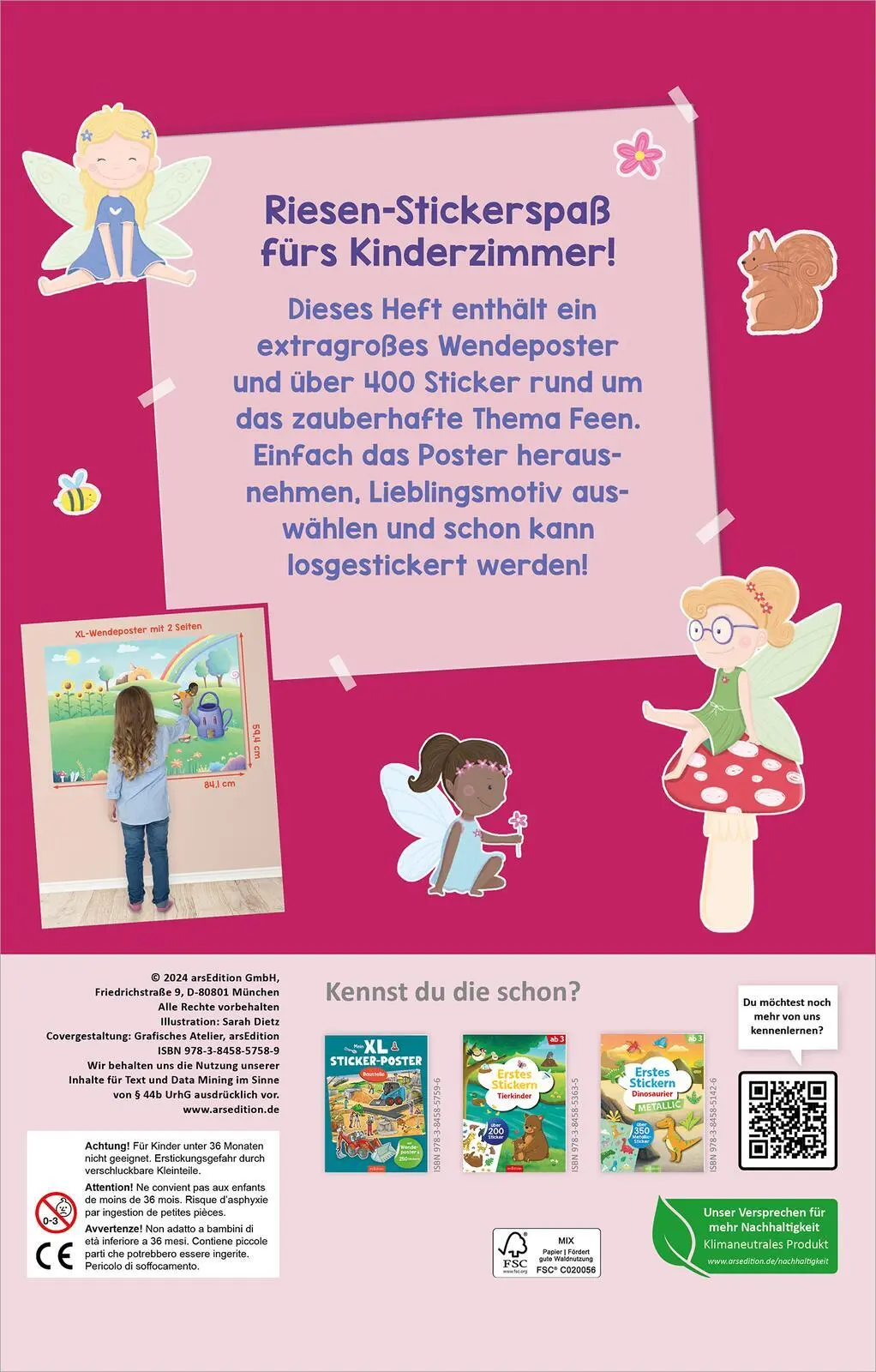 Rückseite: 9783845857589 | Mein XL Sticker-Poster Feen | Mit Wendeposter &amp; 400 Stickern | Dietz