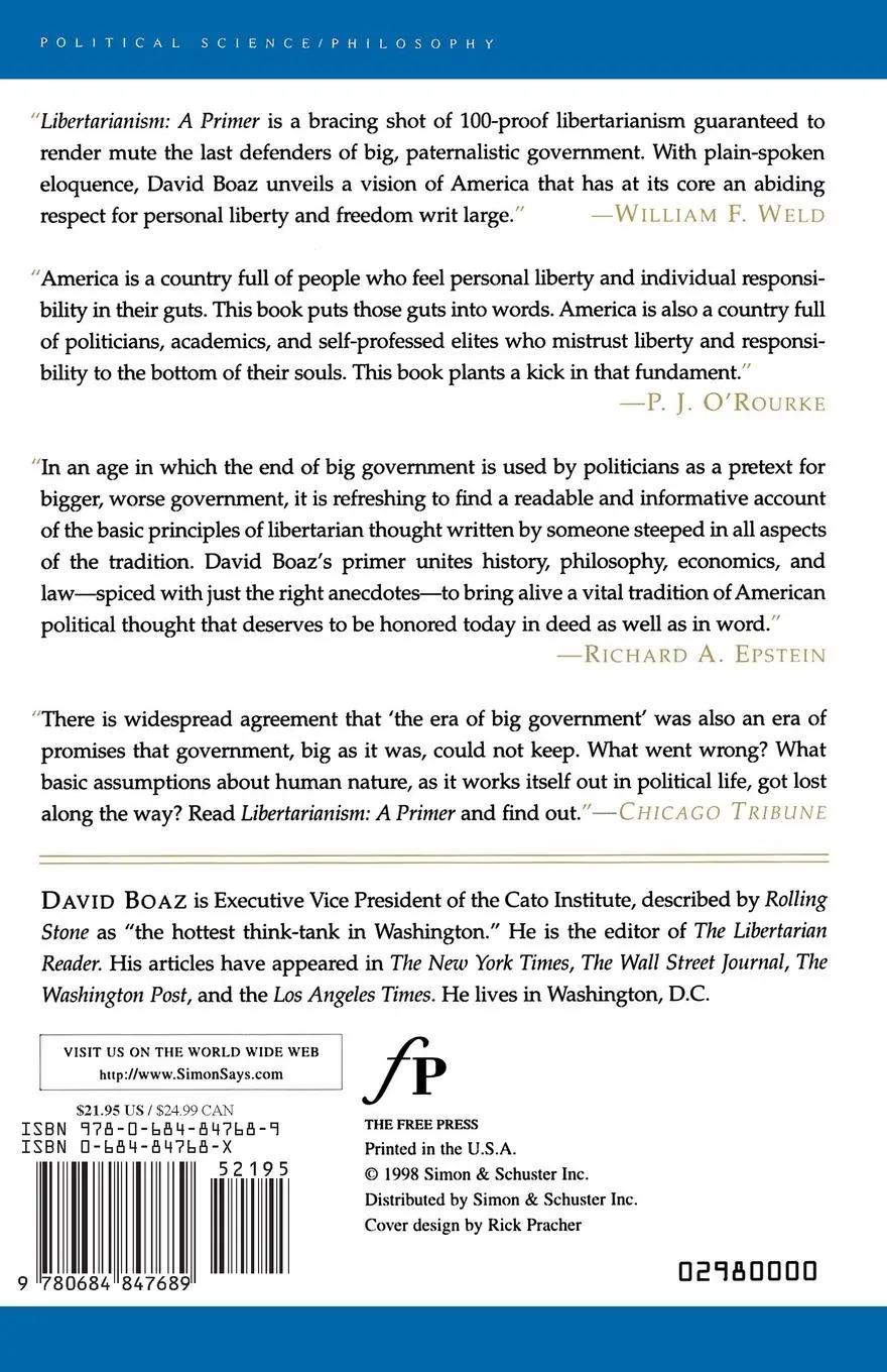 Rückseite: 9780684847689 | Libertarianism | A Primer | David Boaz | Taschenbuch | Englisch | 1998
