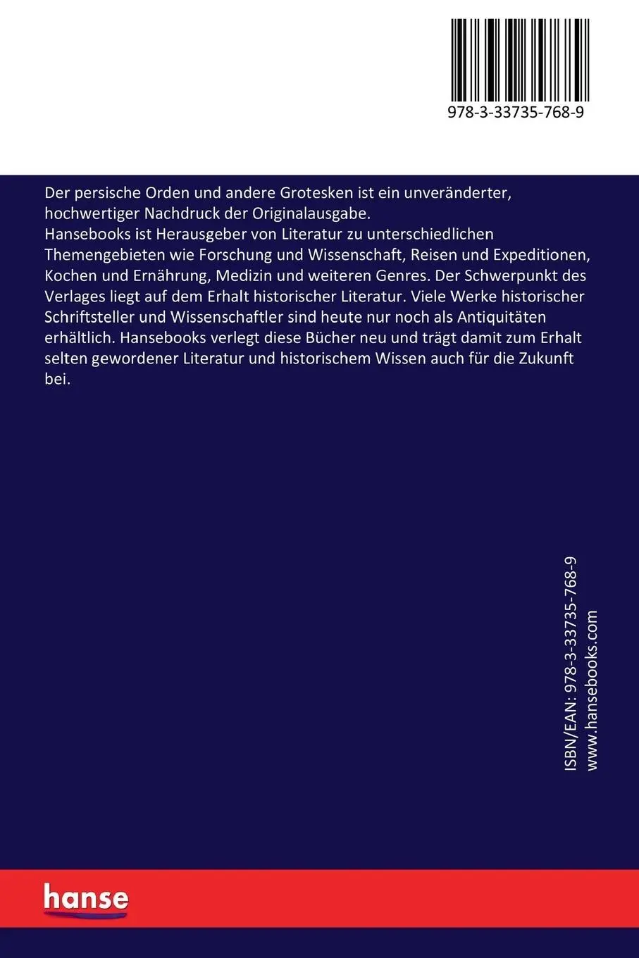 Rückseite: 9783337357689 | Der persische Orden und andere Grotesken | Alexander Eliasberg (u. a.)