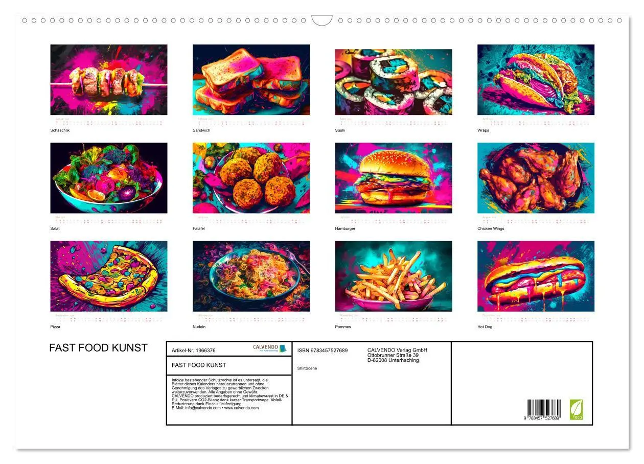 Bild: 9783457527689 | FAST FOOD KUNST (Wandkalender 2026 DIN A2 quer), CALVENDO...