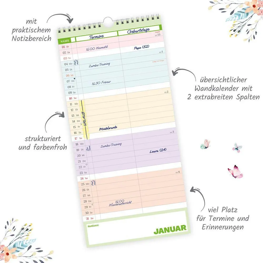 Bild: 9783988027689 | TRÖTSCH - Mein Terminplaner Farben 2027 | Wandkalender mit 2 Spalten