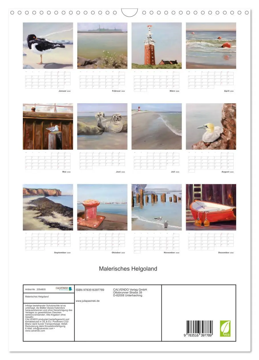 Bild: 9783516397789 | Malerisches Helgoland (Wandkalender 2026 DIN A3 hoch), CALVENDO...