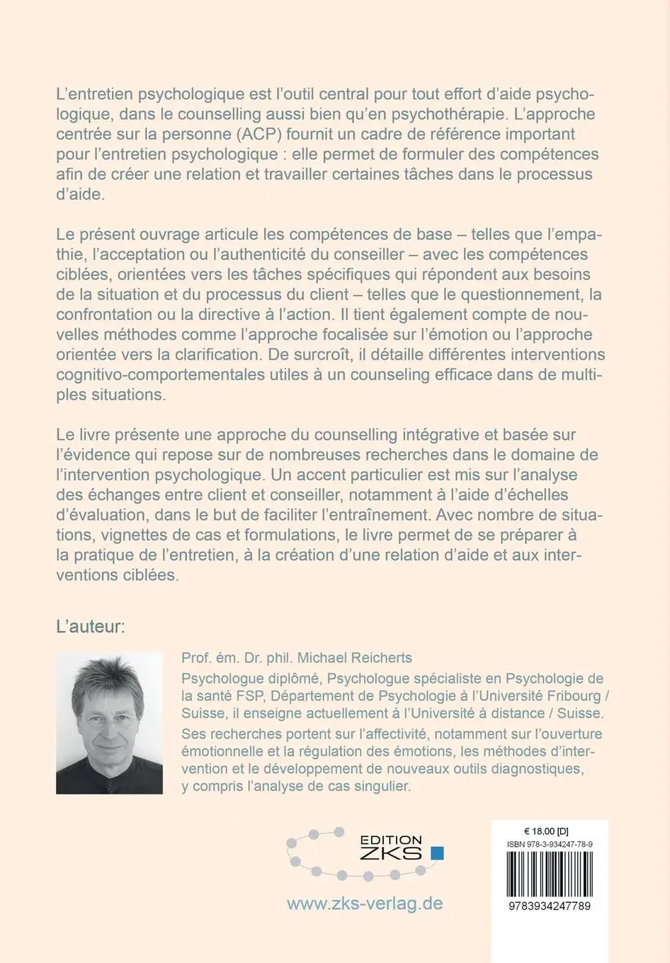 Rückseite: 9783934247789 | L'entretien psychologique et le counselling | Michael Reicherts | Buch