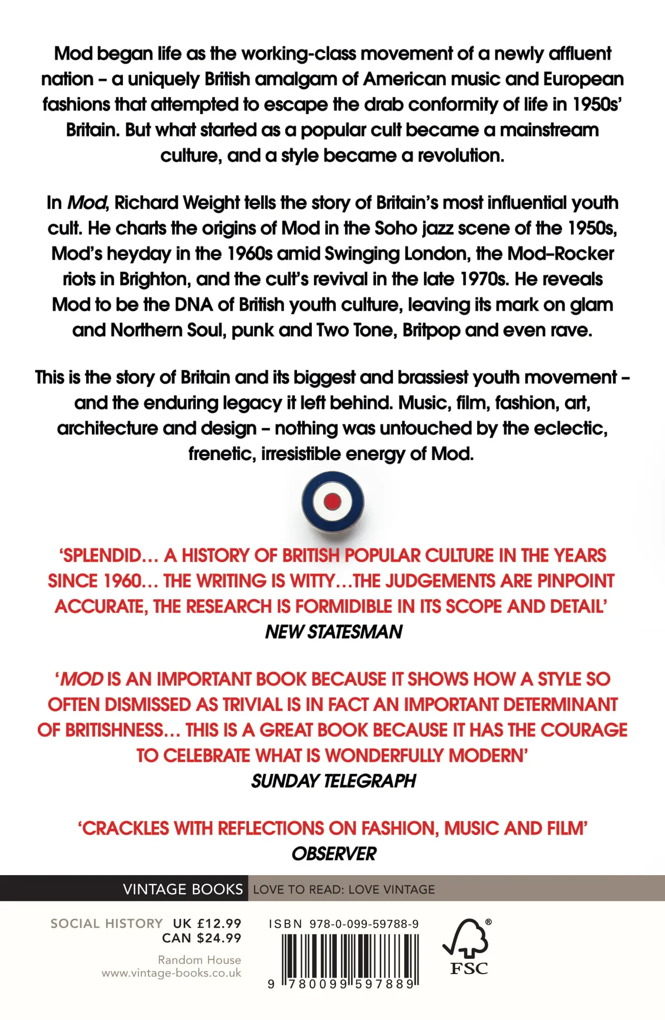 Rückseite: 9780099597889 | MOD | From Bebop to Britpop, Britain's Biggest Youth Movement | Weight