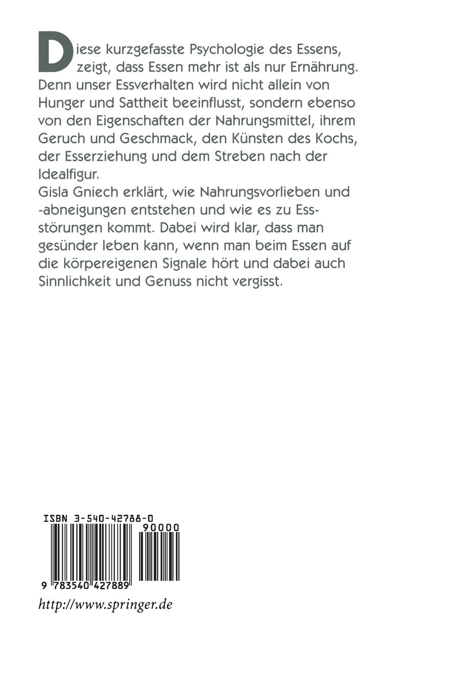 Rückseite: 9783540427889 | Essen und Psyche | Über Hunger und Sattheit, Genuss und Kultur | Buch