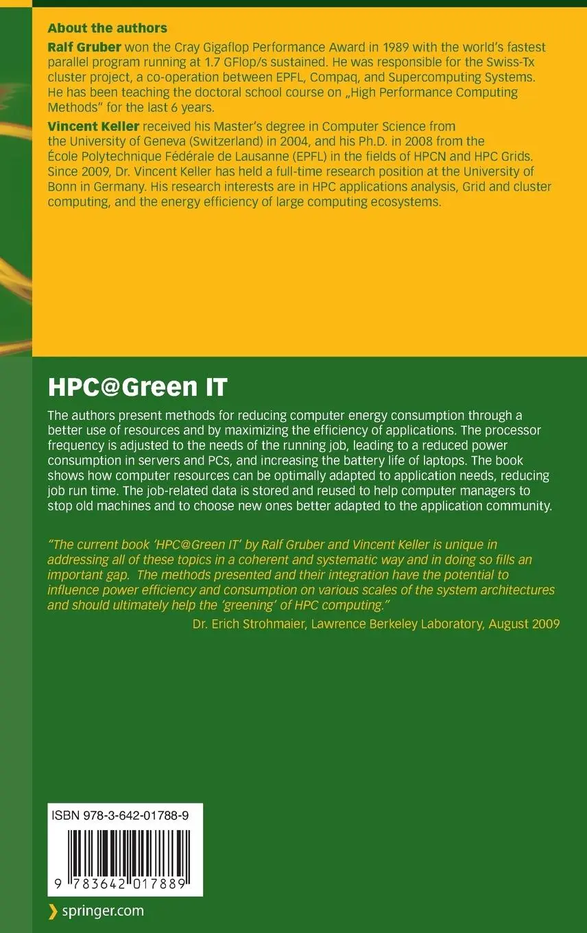 Rückseite: 9783642017889 | HPC@Green IT | Green High Performance Computing Methods | Buch | xv