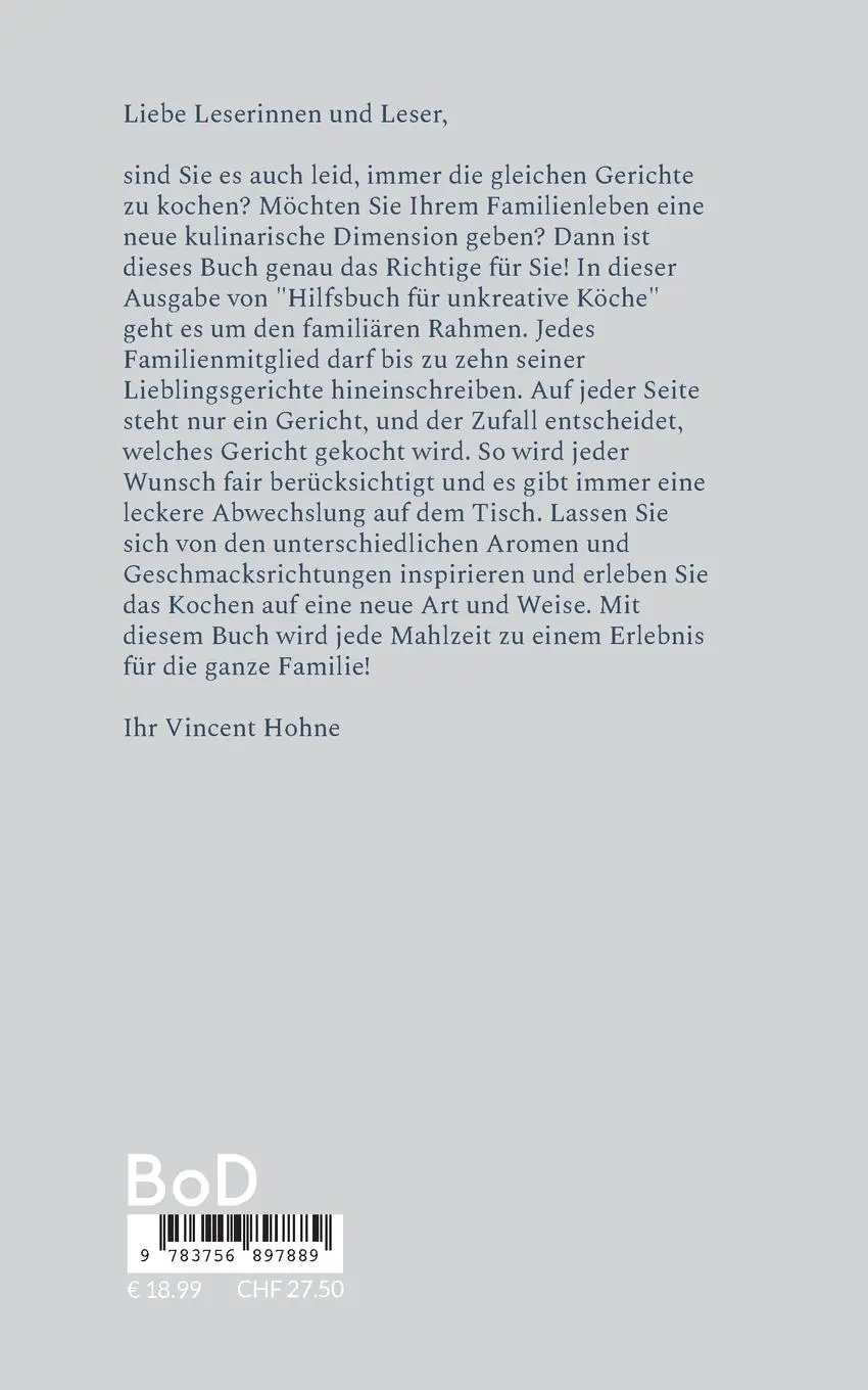 Rückseite: 9783756897889 | Abwechslungsreiches Kochbuch für die Familie | Hohne | Taschenbuch