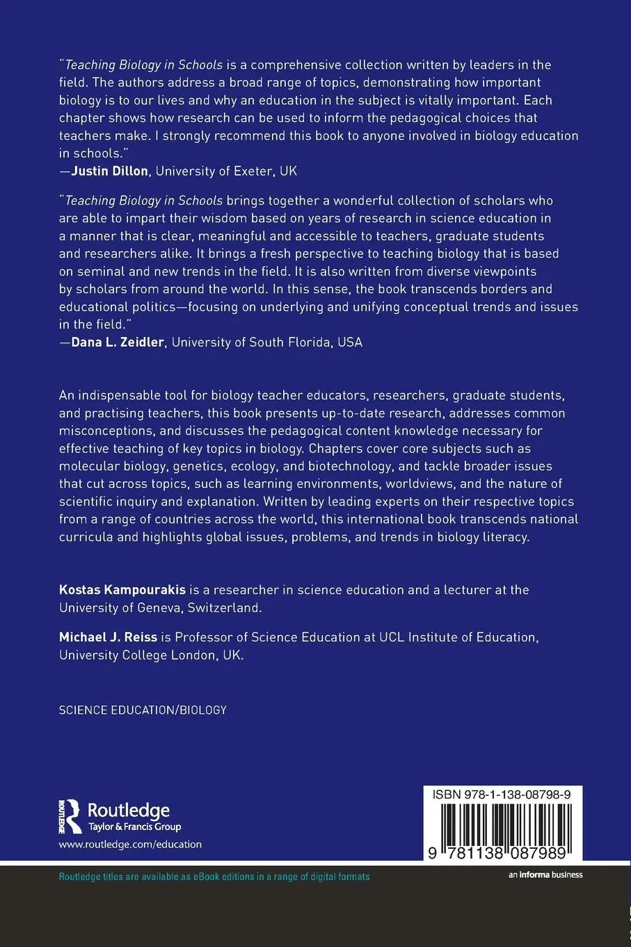 Rückseite: 9781138087989 | Teaching Biology in Schools | Global Research, Issues, and Trends