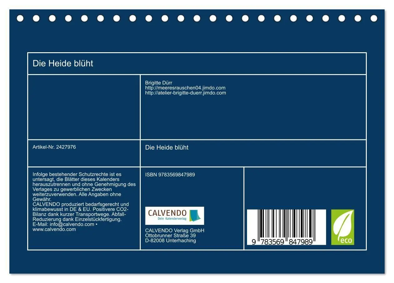 Bild: 9783569847989 | Die Heide blüht (Tischkalender 2027 DIN A5 quer), CALVENDO...