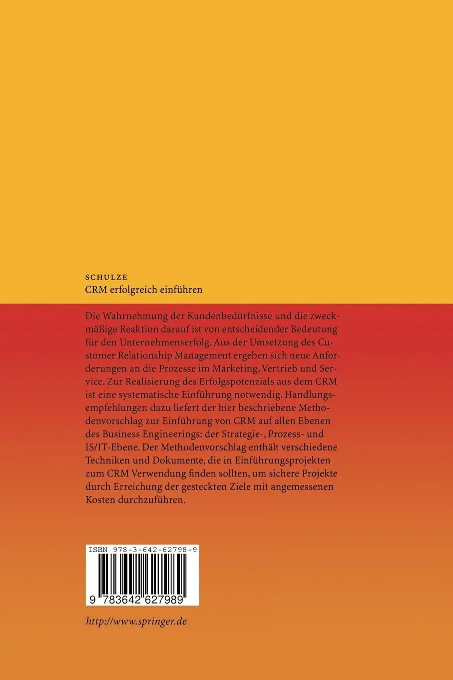 Rückseite: 9783642627989 | CRM erfolgreich einführen | Jens Schulze | Taschenbuch | ix | Deutsch