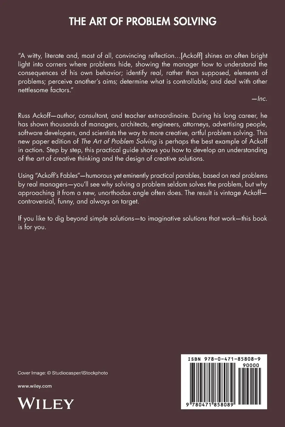 Rückseite: 9780471858089 | The Art of Problem Solving | Accompanied by Ackoff's Fables | Ackoff