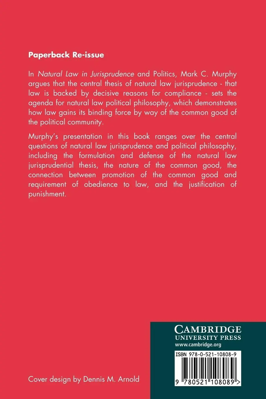 Rückseite: 9780521108089 | Natural Law in Jurisprudence and Politics | Mark C. Murphy (u. a.)