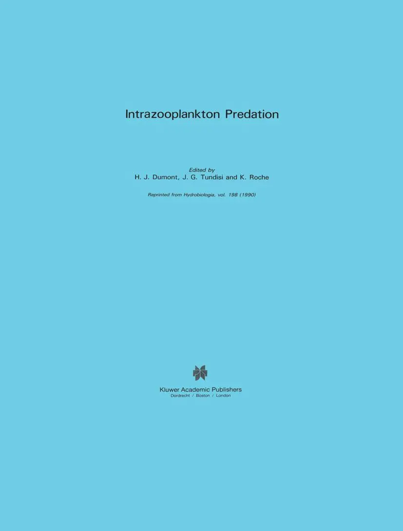 Cover: 9780792308089 | Intrazooplankton Predation | Henri J. Dumont (u. a.) | Buch | Englisch