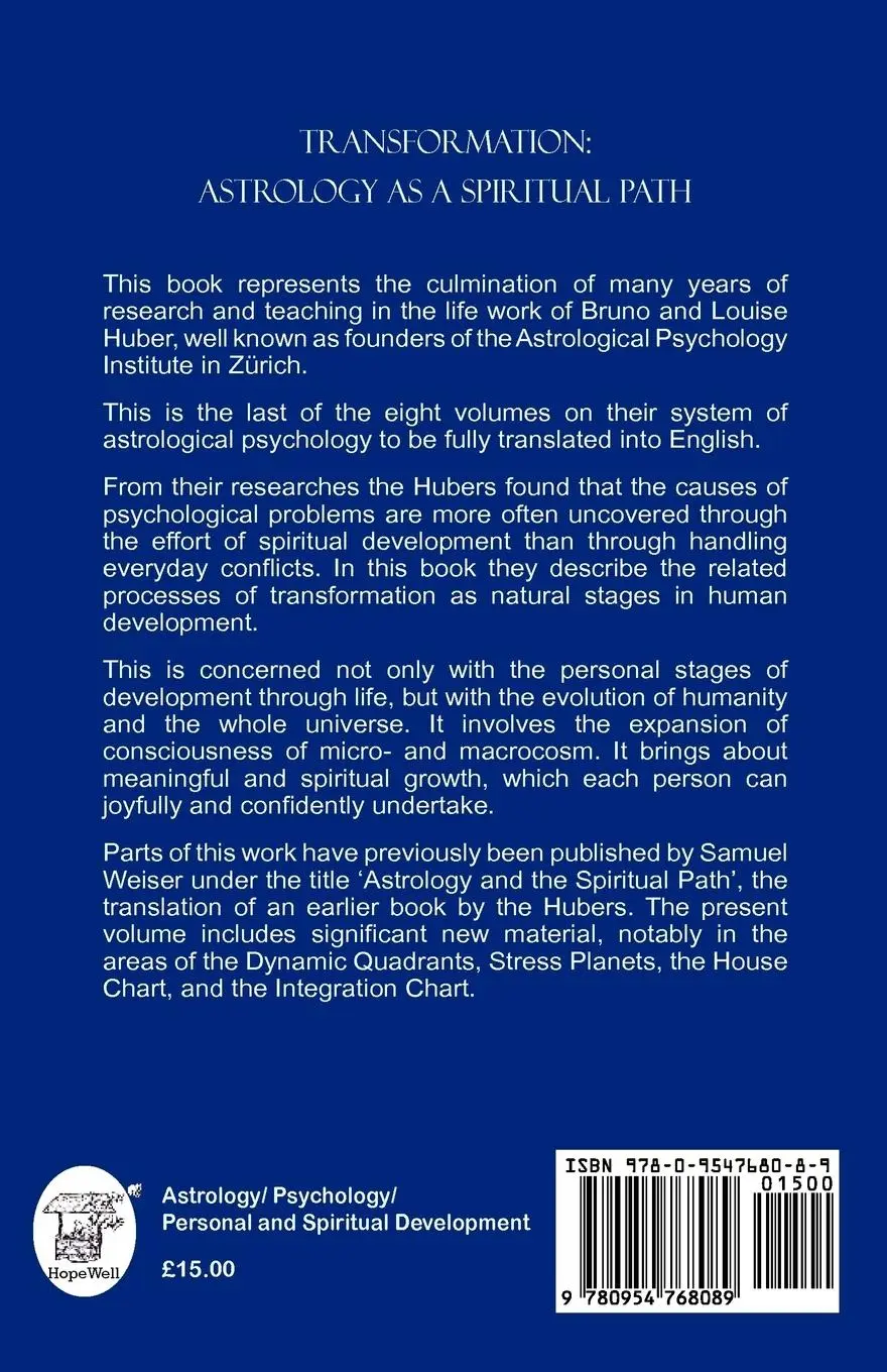 Rückseite: 9780954768089 | Transformation | Astrology as a Spiritual Path | Bruno Huber (u. a.)