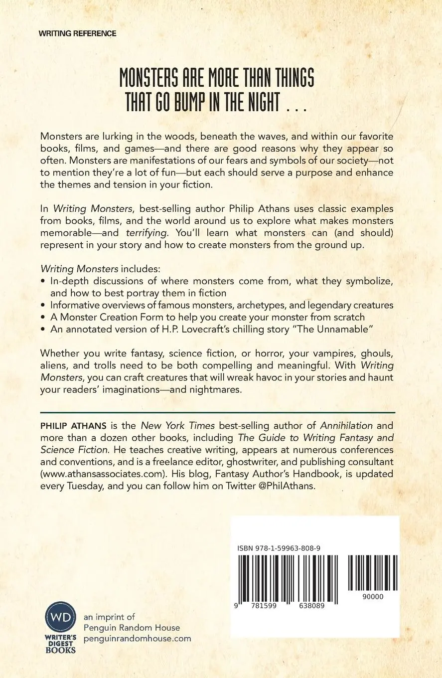 Rückseite: 9781599638089 | Writing Monsters | Philip Athans | Taschenbuch | Englisch | 2014