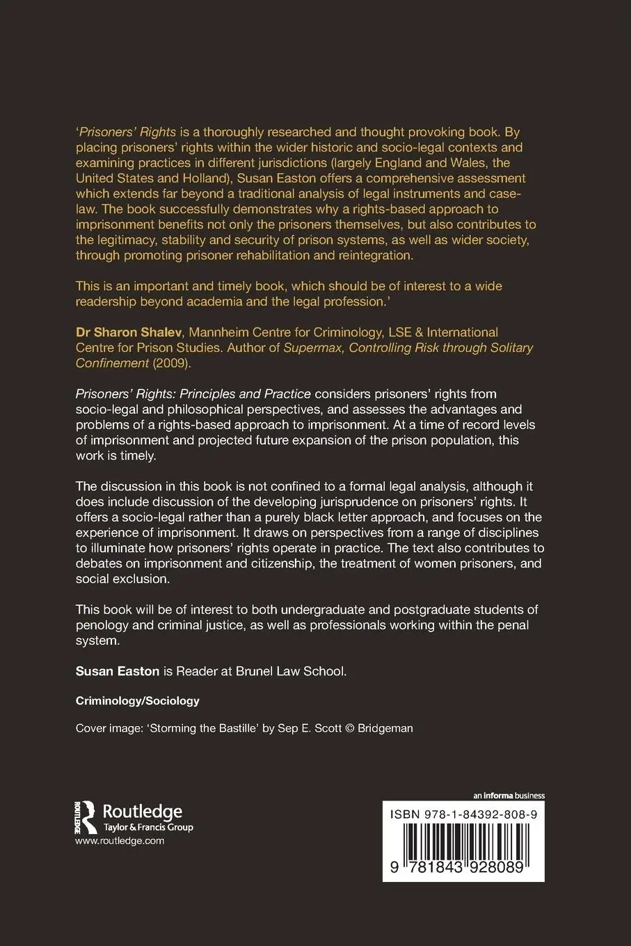 Rückseite: 9781843928089 | Prisoners' Rights | Principles and Practice | Susan Easton | Buch