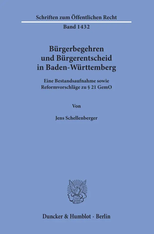 Cover: 9783428158089 | Bürgerbegehren und Bürgerentscheid in Baden-Württemberg. | Taschenbuch