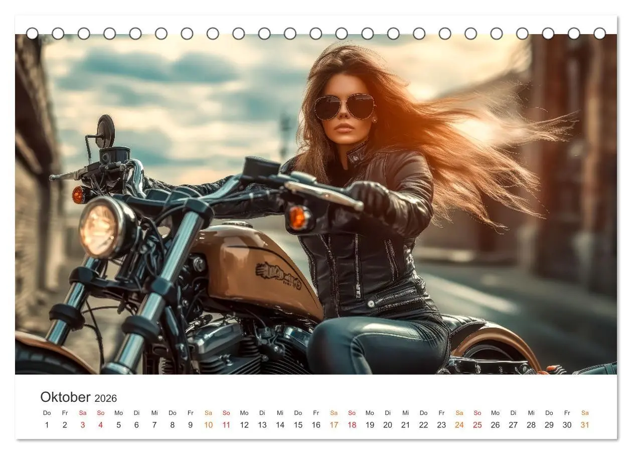 Bild: 9783457248089 | Frauen Power Motorrad (Tischkalender 2026 DIN A5 quer), CALVENDO...