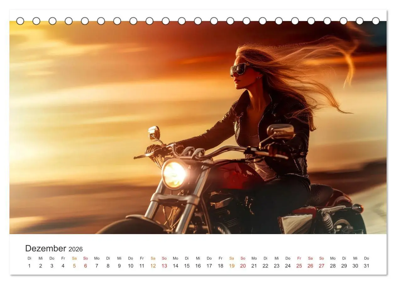 Bild: 9783457248089 | Frauen Power Motorrad (Tischkalender 2026 DIN A5 quer), CALVENDO...