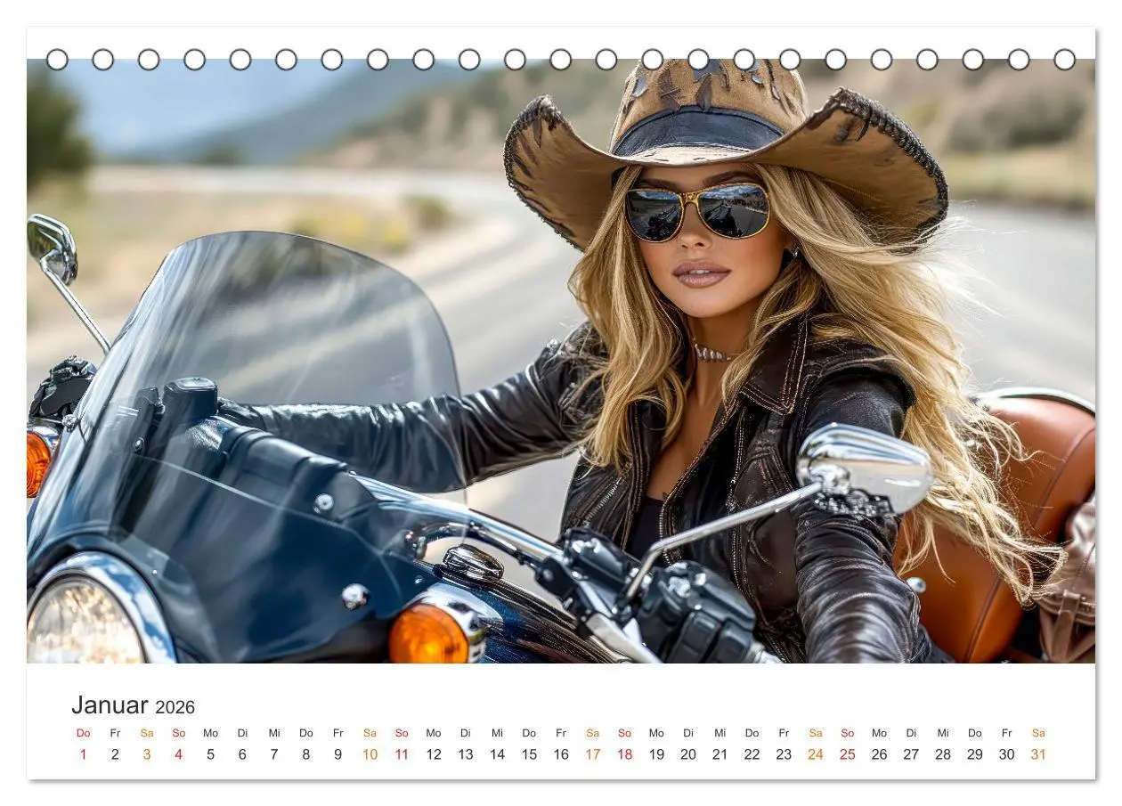 Bild: 9783457248089 | Frauen Power Motorrad (Tischkalender 2026 DIN A5 quer), CALVENDO...