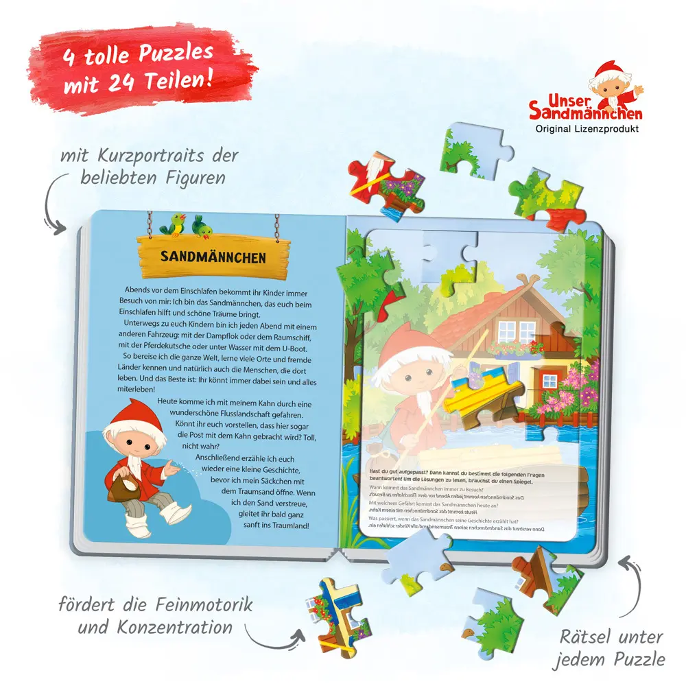 Bild: 9783957748089 | Unser Sandmännchen und seine Freunde Puzzlebuch | 4 Puzzles | Buch