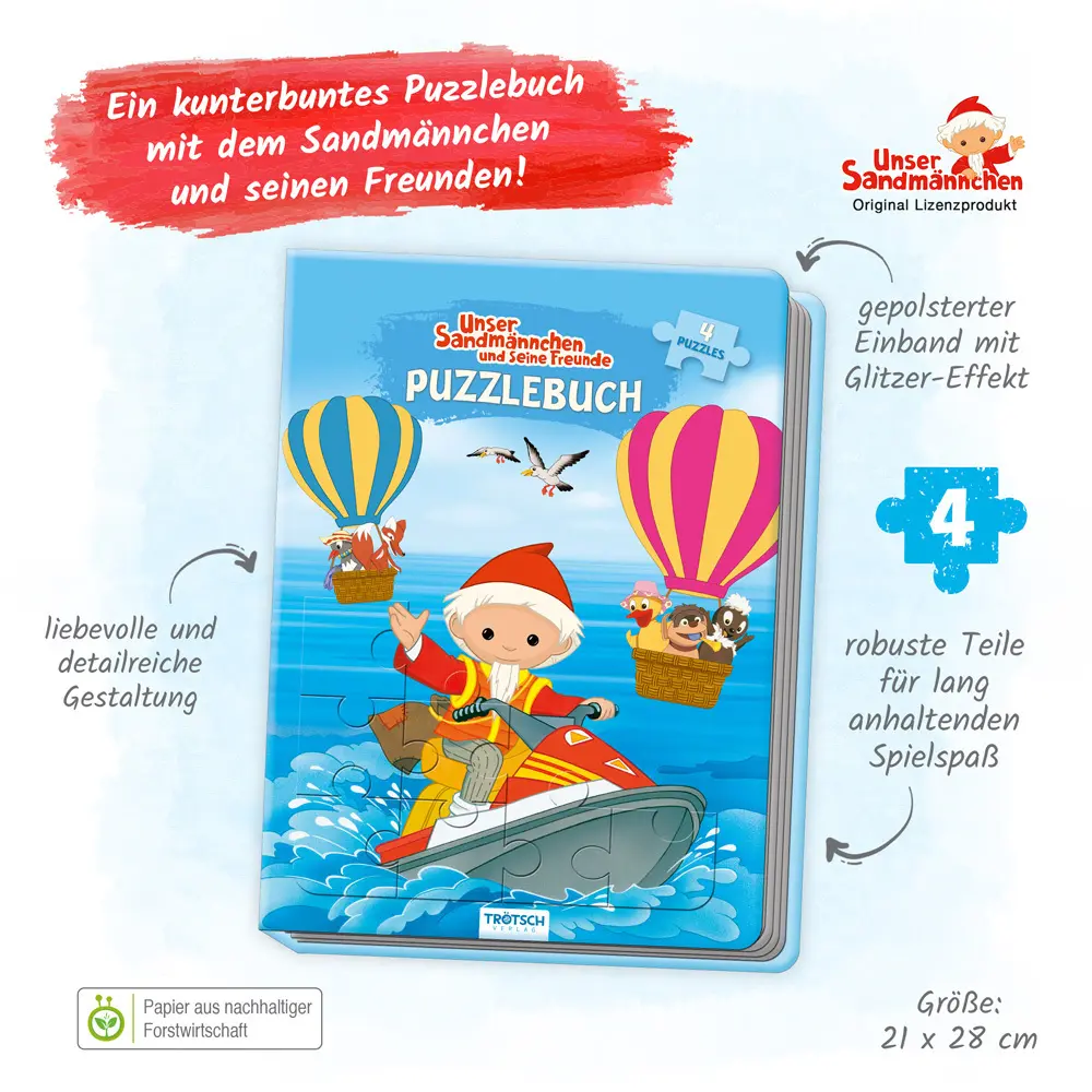Bild: 9783957748089 | Unser Sandmännchen und seine Freunde Puzzlebuch | 4 Puzzles | Buch
