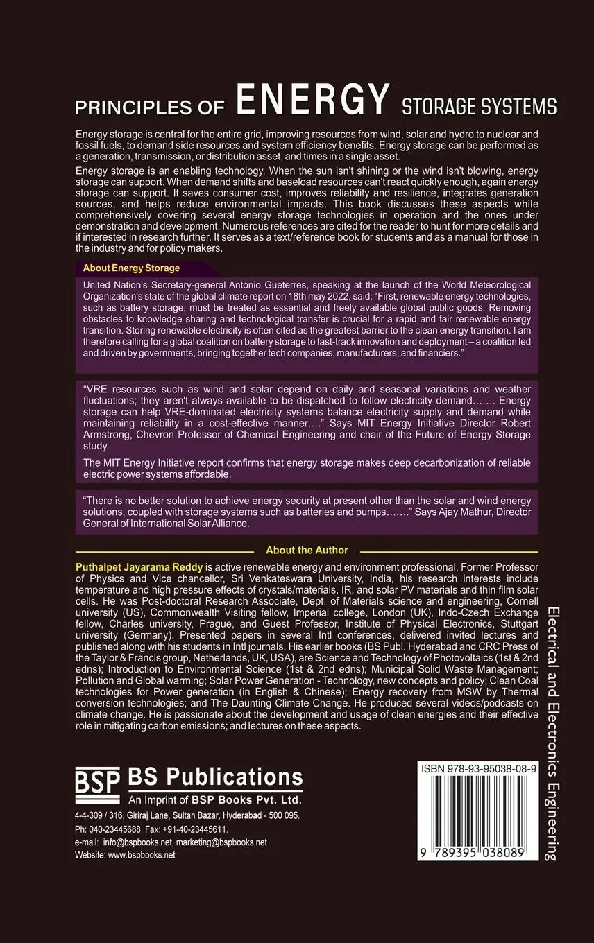 Rückseite: 9789395038089 | Principles of Energy Storage Systems | P Jayarama Reddy | Buch | 2023