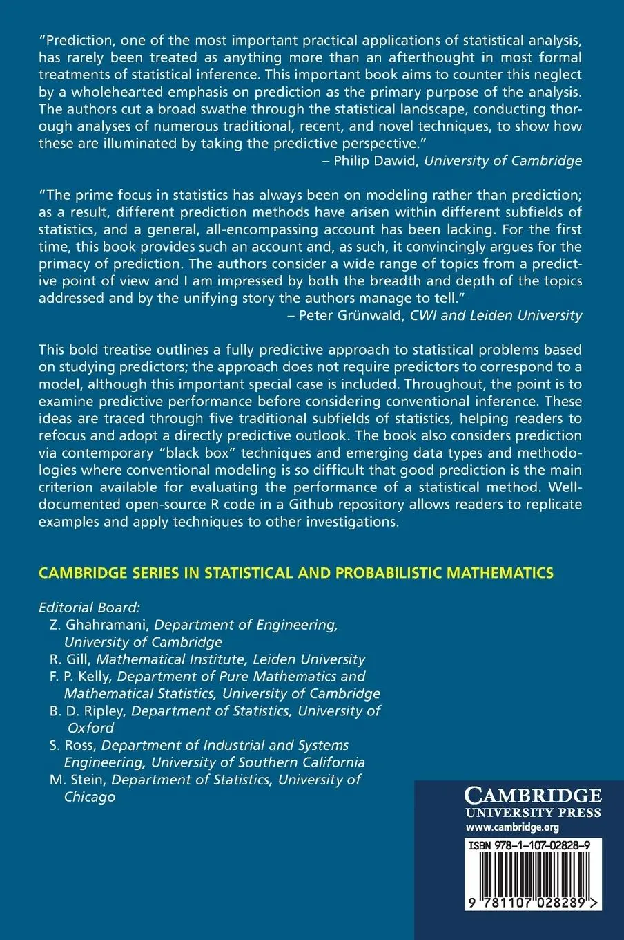 Rückseite: 9781107028289 | Predictive Statistics | Bertrand S. Clarke (u. a.) | Buch | Englisch