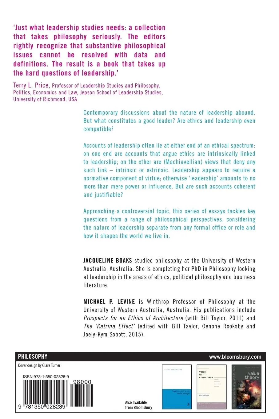 Rückseite: 9781350028289 | Leadership and Ethics | Jacqueline Boaks (u. a.) | Taschenbuch | 2017