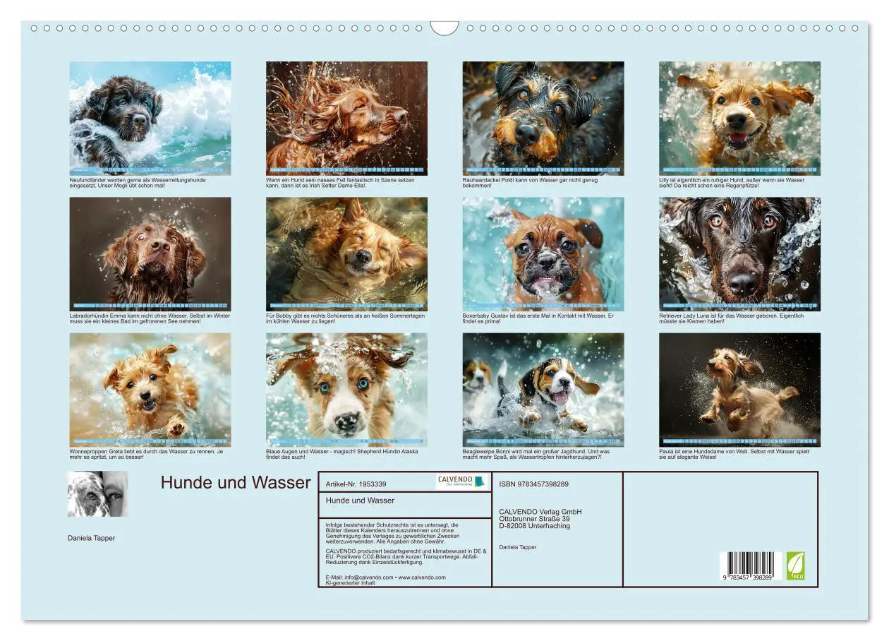 Bild: 9783457398289 | Hunde und Wasser (Wandkalender 2026 DIN A2 quer), CALVENDO...