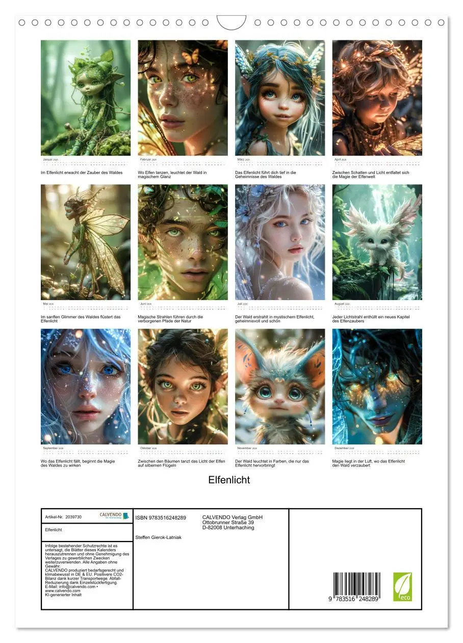 Bild: 9783516248289 | Elfenlicht (Wandkalender 2026 DIN A3 hoch), CALVENDO Monatskalender