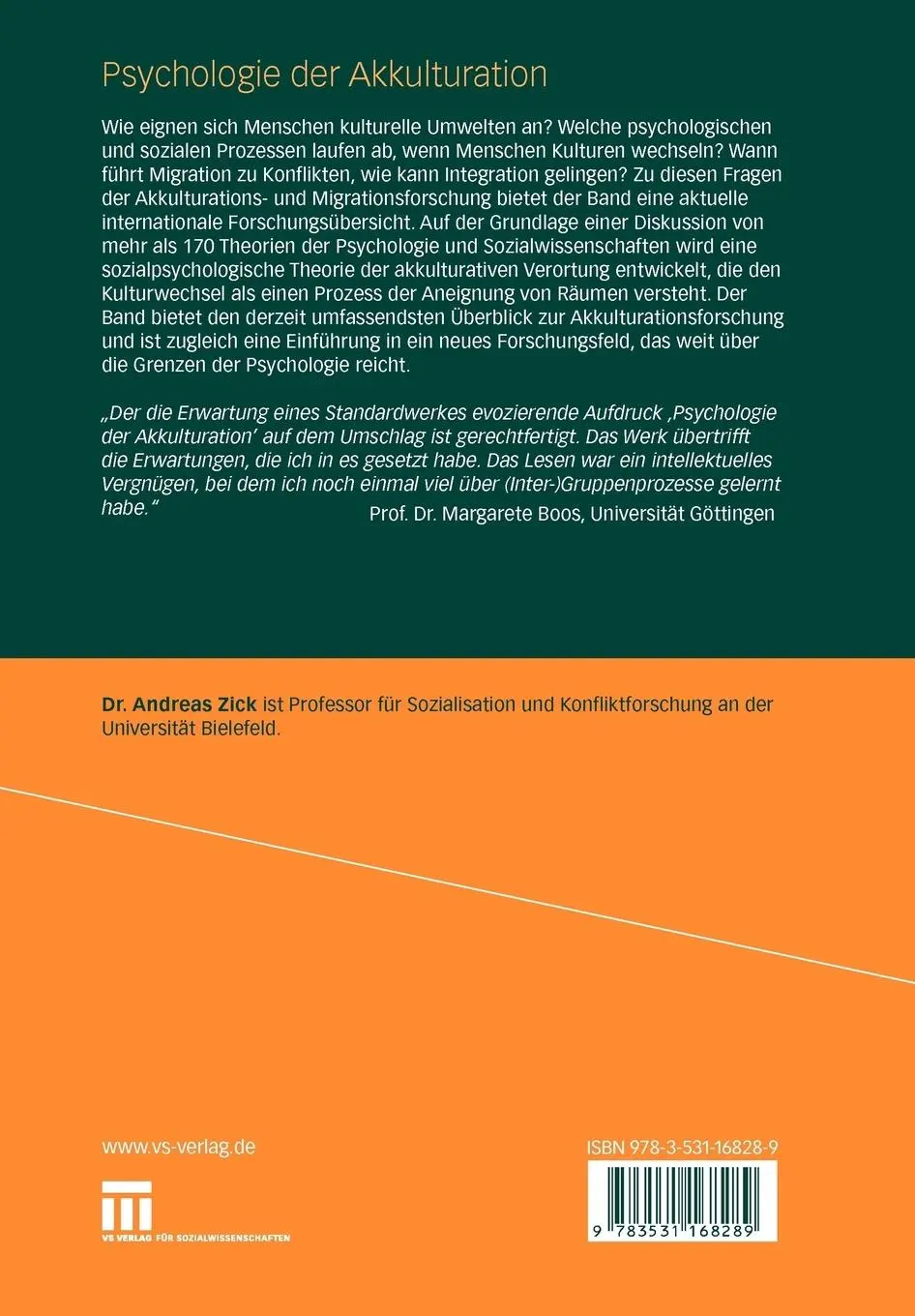Rückseite: 9783531168289 | Psychologie der Akkulturation | Neufassung eines Forschungsbereiches