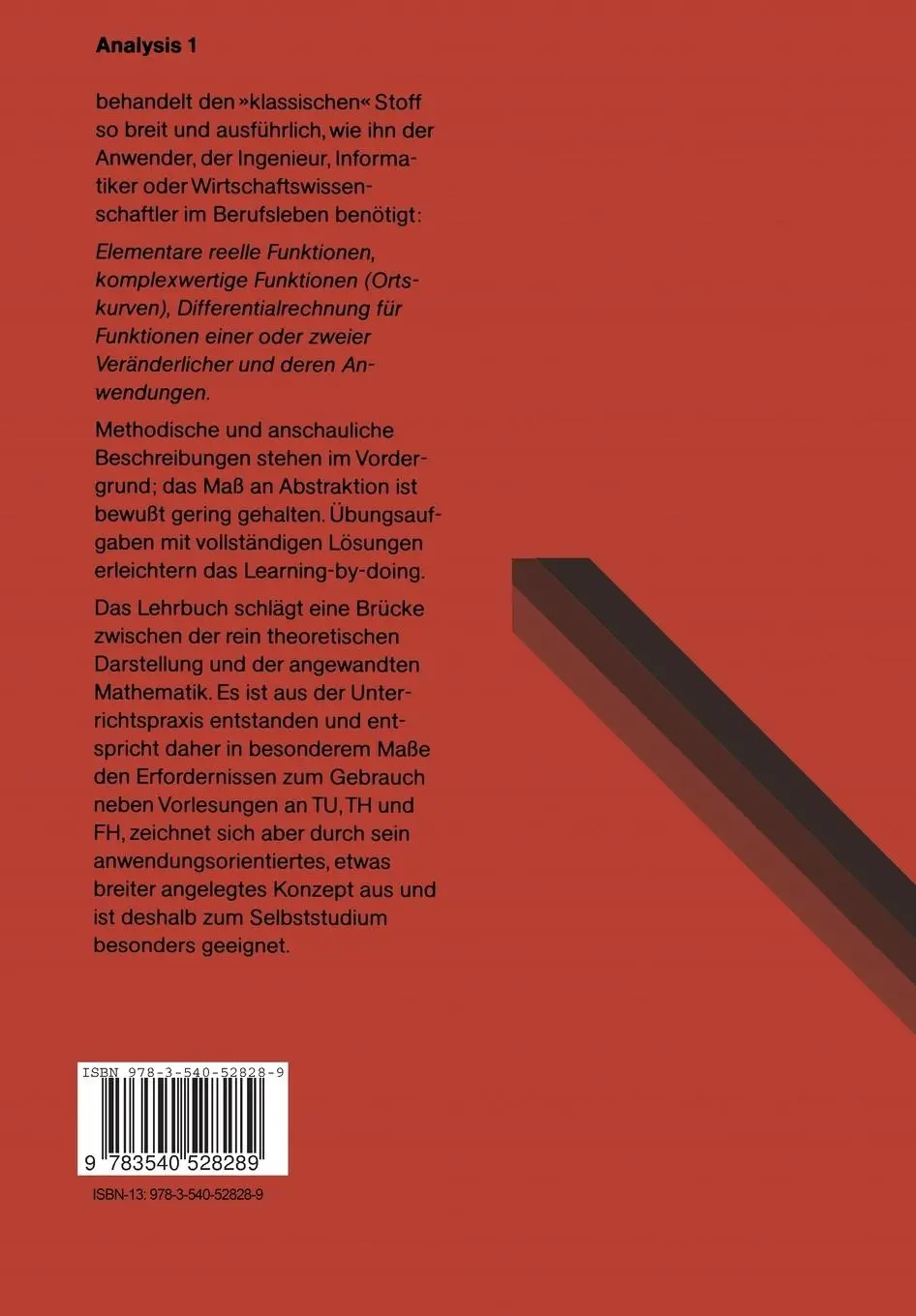 Rückseite: 9783540528289 | Analysis 1 | Gert Böhme | Taschenbuch | Springer-Lehrbuch | Paperback